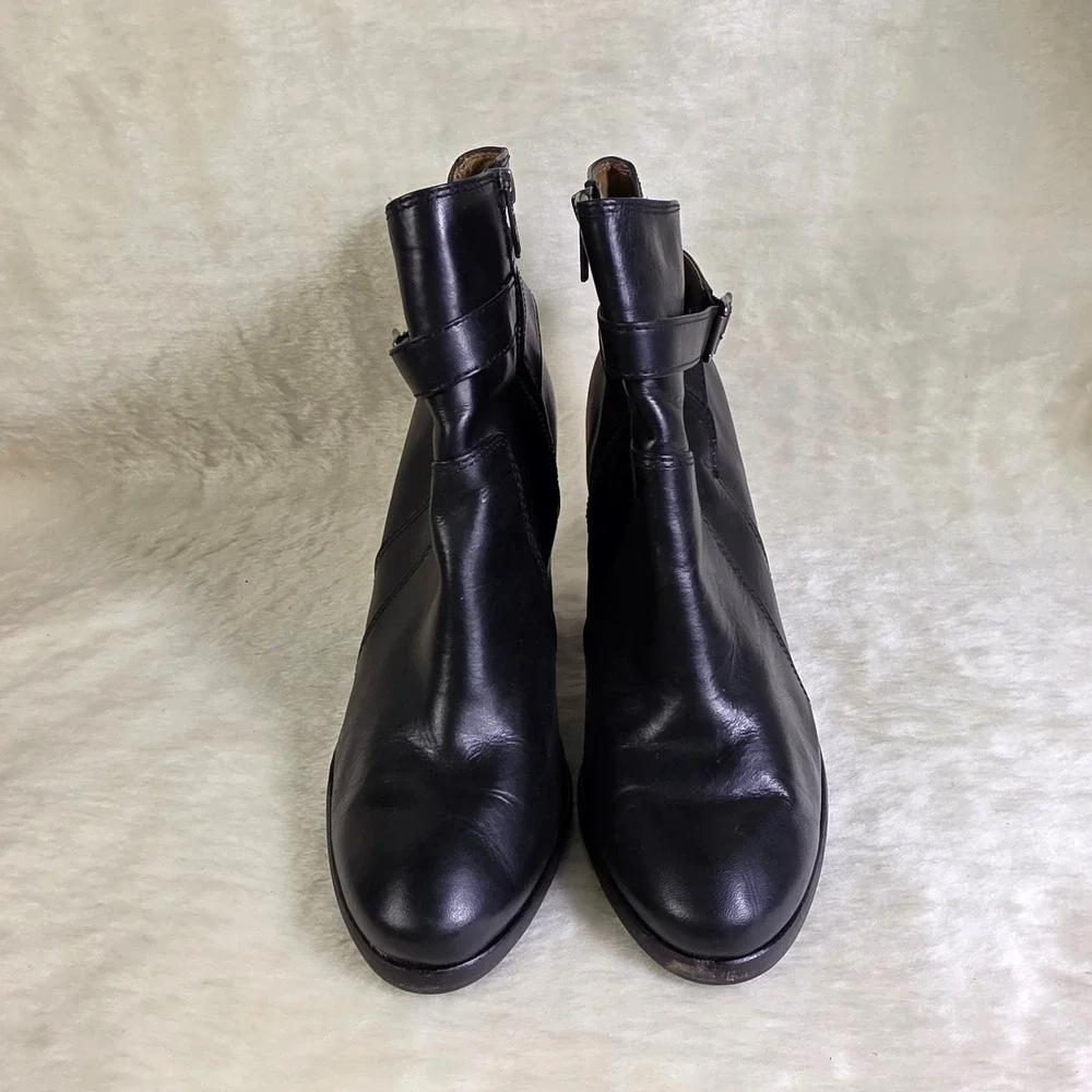Frye Patty Riding Bootie Black Leather Heeled Ankle Boots Womens 10M Excellent
